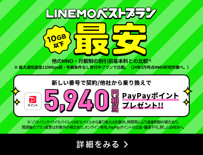 LINEMOベストプラン対象！PayPayポイントプレゼントキャンペーン