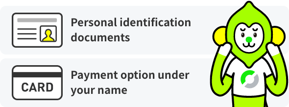 Personal identification documents Payment option under your name