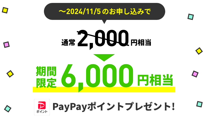 6,000円相当PayPayポイントプレゼント