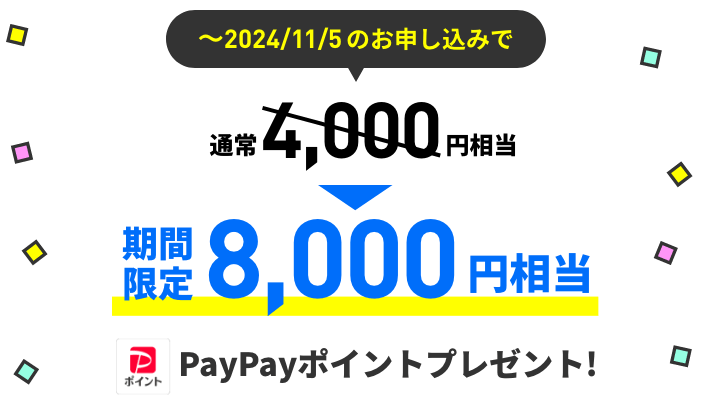 8,000円相当PayPayポイントプレゼント